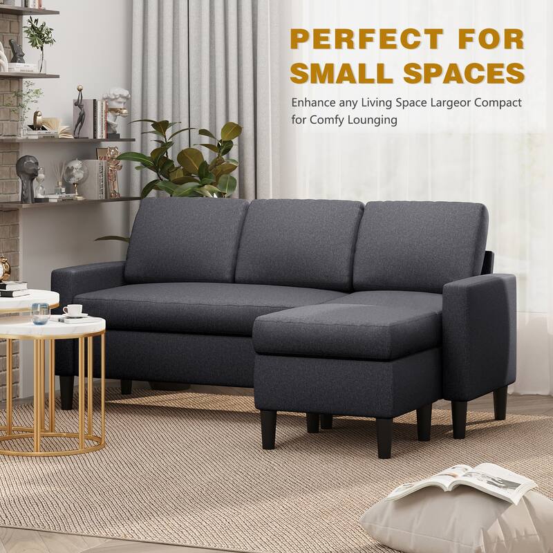 Futzca 74" Convertible Sectional Sofa Couch, Small L-Shaped Sofa