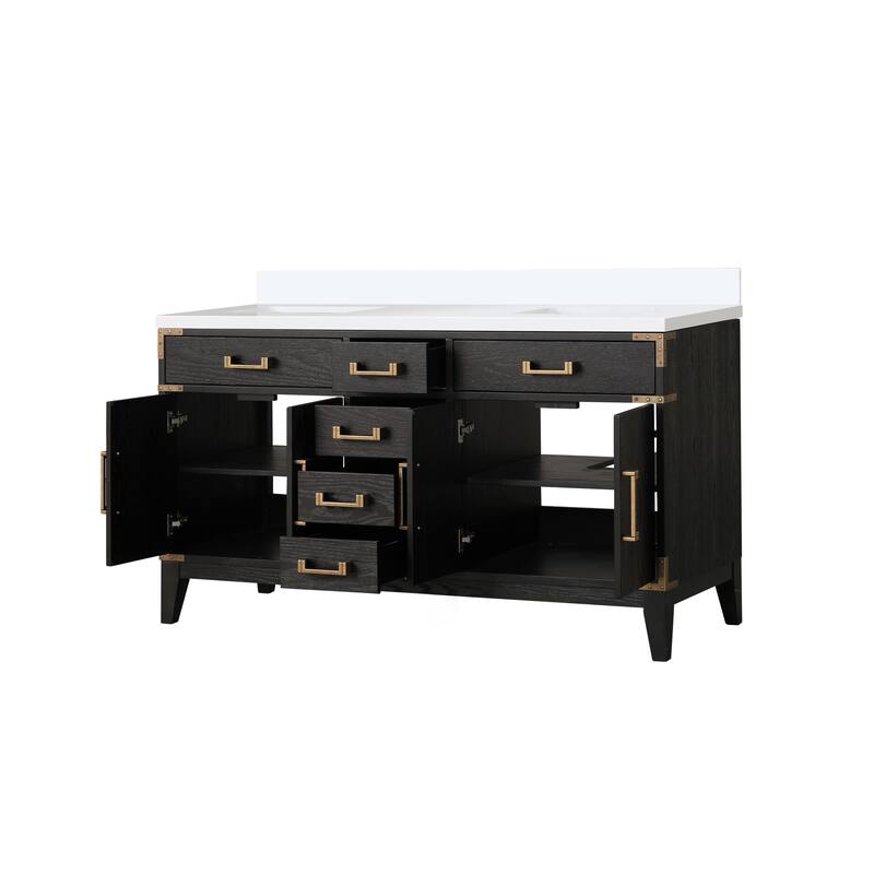 Laurel 60 in W x 22 in D Black Oak Double Bath Vanity and Cultured Marble Top