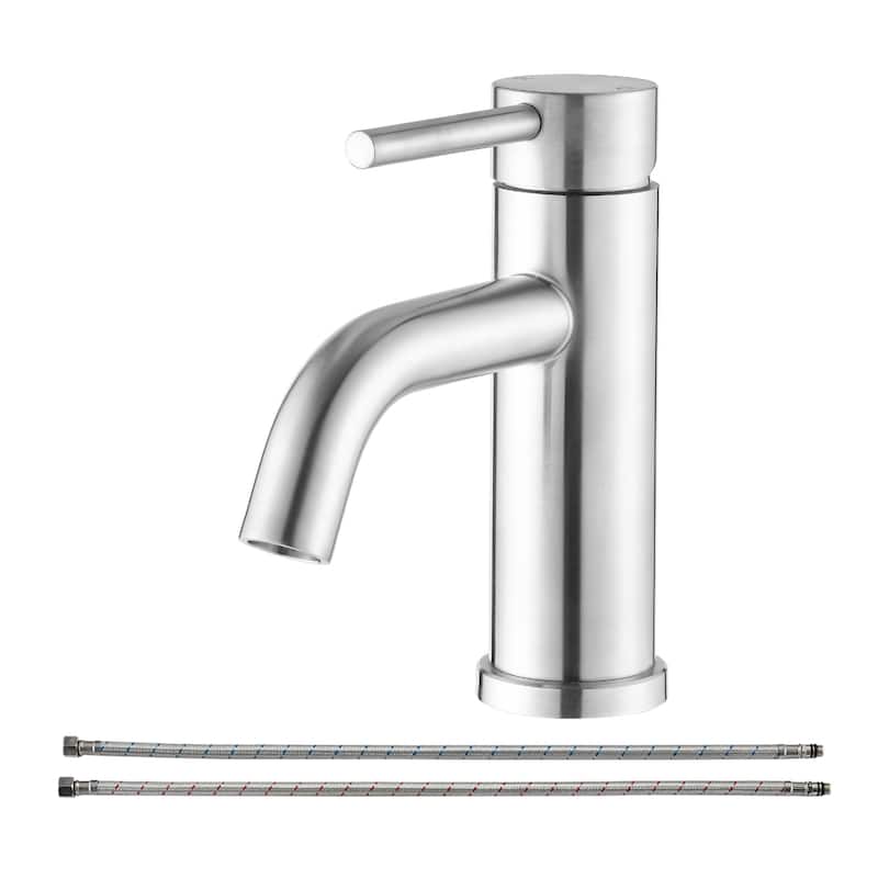 Bathroom Faucet Single Hole Modern Bathroom Sink Faucet Vanity Bathroom Faucet - Brushed Nickel