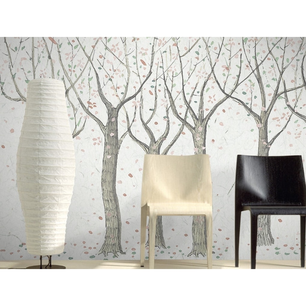 Vintage Leaf Abstract Forest Drawing Removable Textile Wallpaper Overstock 31419703