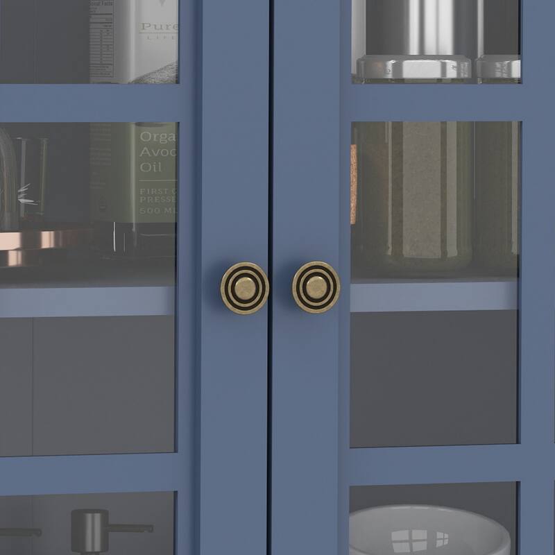 Buffet Cabinet with 2 Glass Doors & Drawer, Multifunctional Wooden Storage Cabinet, Coffee Bar Table with Adjustable Shelf