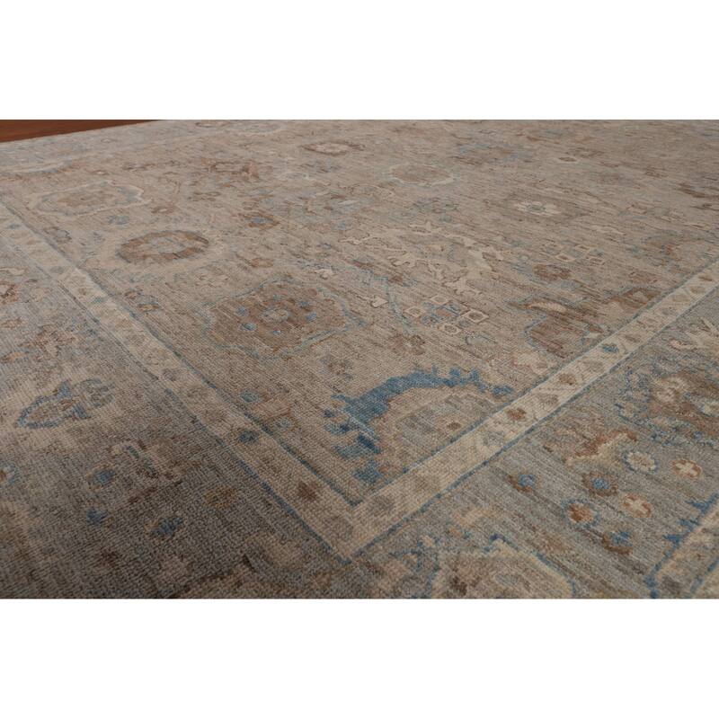 Oushak Turkish Area Rug Vegetable Dye Hand-Knotted Floral Wool Carpet - 8'1"x 10'1"