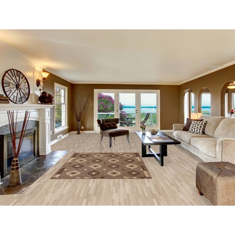 Hand Woven Oriental 100% Wool Carpet Southwestern Geometric Brown Kilim Area Rug - 6' 5'' X 5' 2''