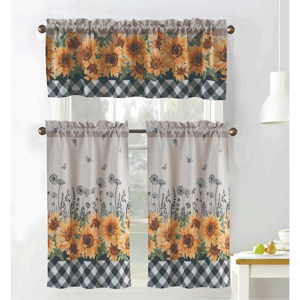 Sunflower Plaid Cucina Kitchen Curtain Set