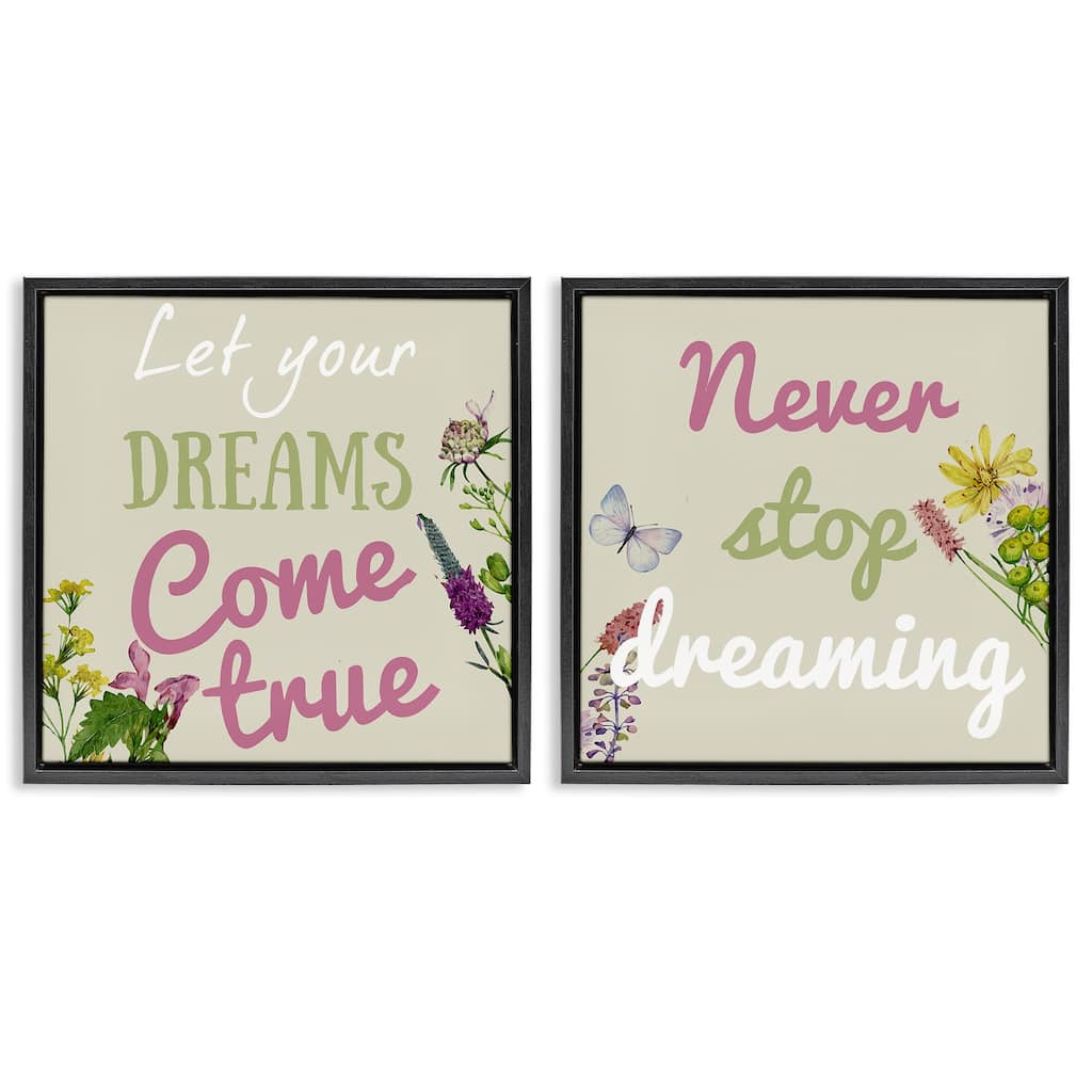 Stupell Motivational Dream Sentiments Framed Floater Canvas Wall Art Design By Kim Allen (Set of 2)