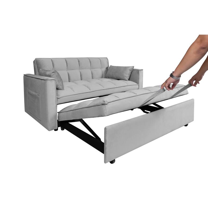 Chenille Interior Lazy Sofa Chaise longue Armchair with three pillows and armrestsSleeping Sofa