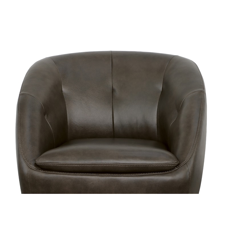 Homestyles Wade Brown Leather Swivel Chair - 30" x 30" x 32"