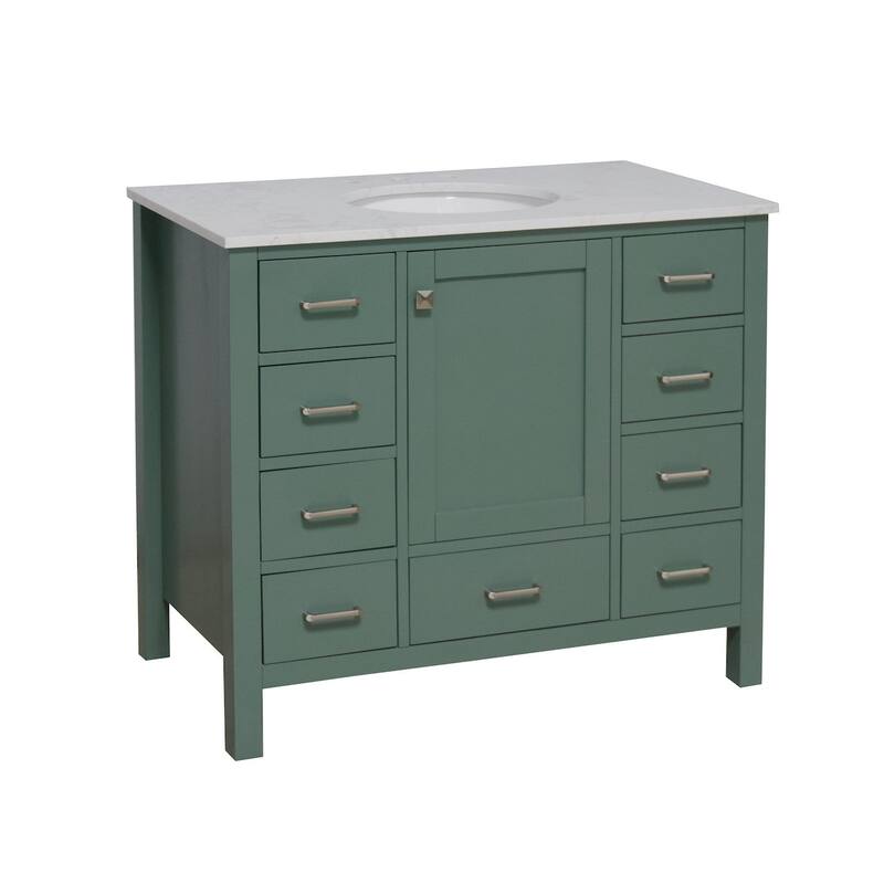 KitchenBathCollection Horizon 42" Bathroom Vanity with Engineered Carrara Top