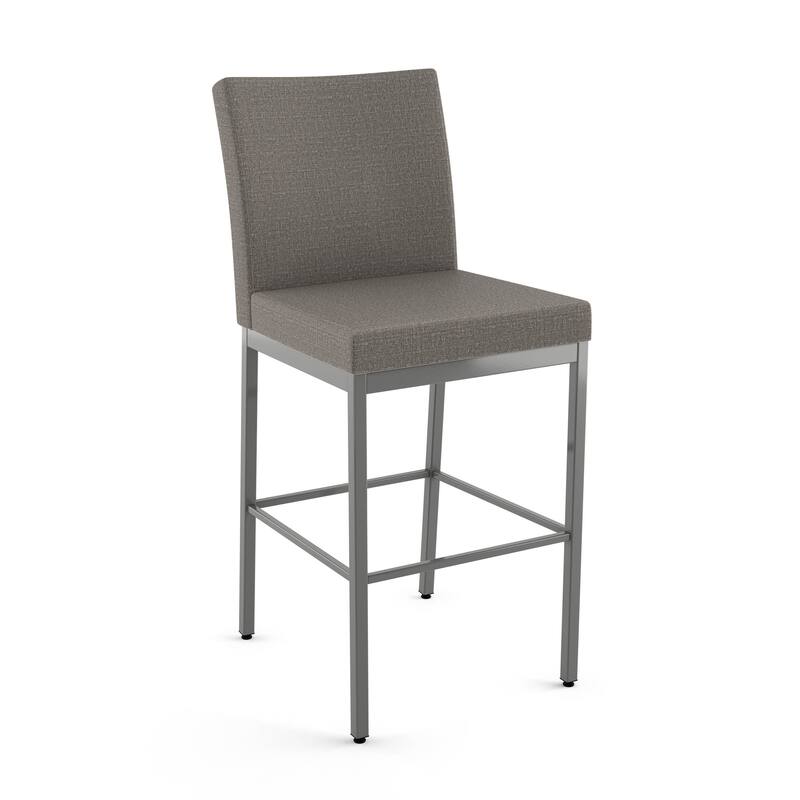 Amisco Perry Plus Counter and Bar Stool - Silver Grey Polyester/Glossy Grey Metal - Counter Height