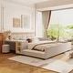 preview thumbnail 5 of 100, Upholstered Grounded Bed Mother & Child Bed with Bedside Desk and Little Round Stool Beige - Queen
