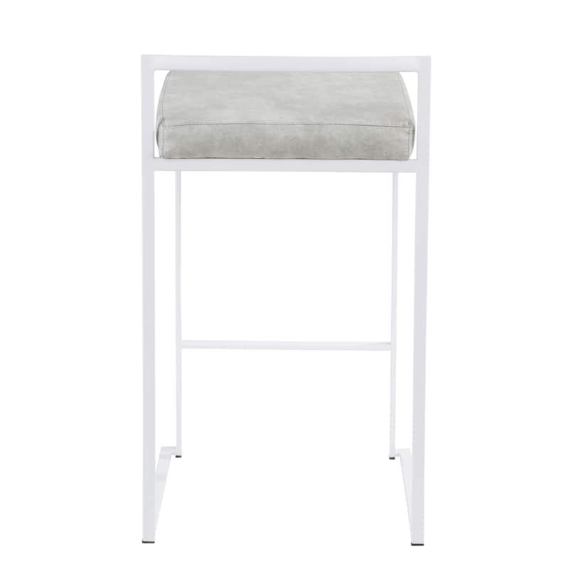 Porch & Den Forrest White Stackable Fully Welded Counter Stool (Set of 3)