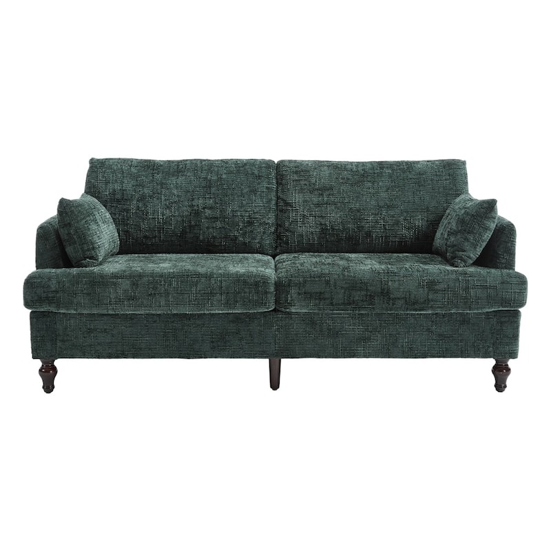 Modern Chenille 2-Seater Wood-Legged Sofa with LED light, USB Charging Port and Storage Bag