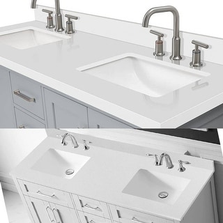 YASINU 60 inch White Quartz Vanity Top with Double Sink - Bed Bath ...