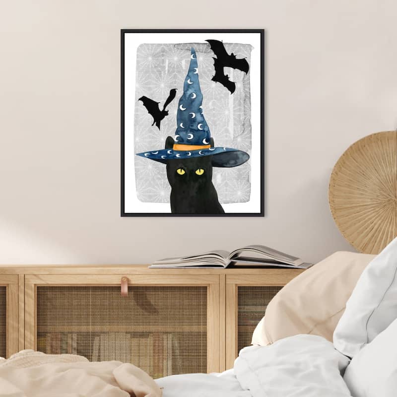 Amanti Art Black Cat II Framed Canvas Wall Art