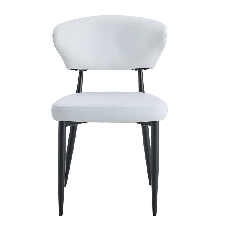 4 Piece PU Leather Ergonomic Dining Chair with Backrest, Metal Legs, Non Slip Feet for Restaurant Kitchen Bedroom Living Room