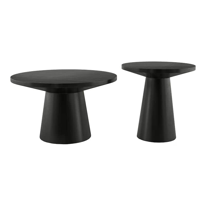 Furniture of America Vitten Modern 2-Piece Solid Wood Round Accent Table Set