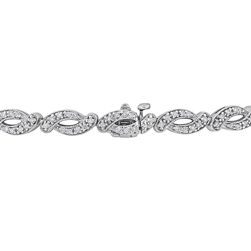 Miadora 1 1/6ct TDW Diamond Tennis Bracelet in 14k White Gold - 7.5 in