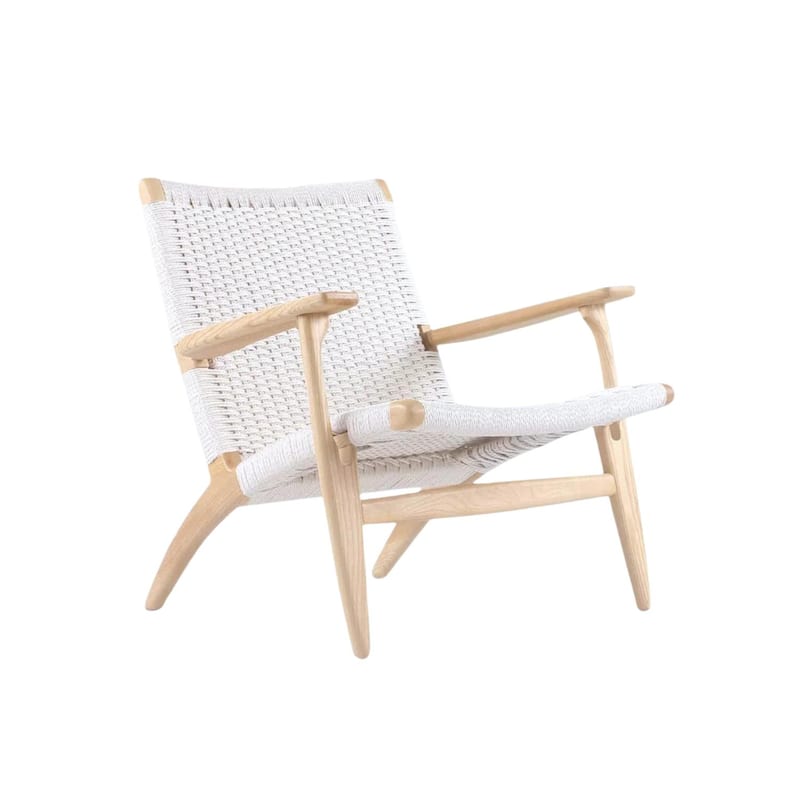 Modern Solid wood Lounge Chair (Set of 2) - Natural/White