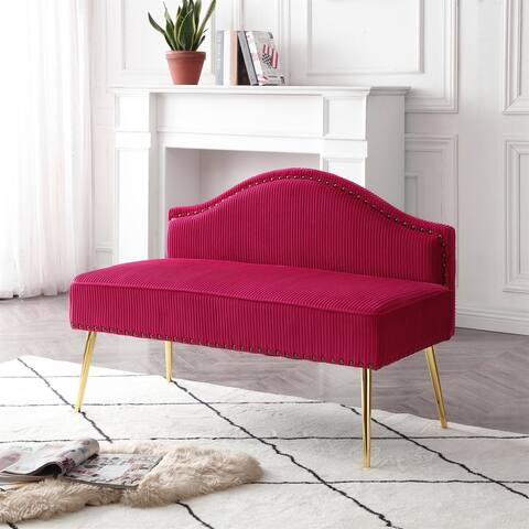 Mid-Century Settee Luxury Loveseat Sofa with Golden Legs - 46.5"W*23.6"D*32.7"H