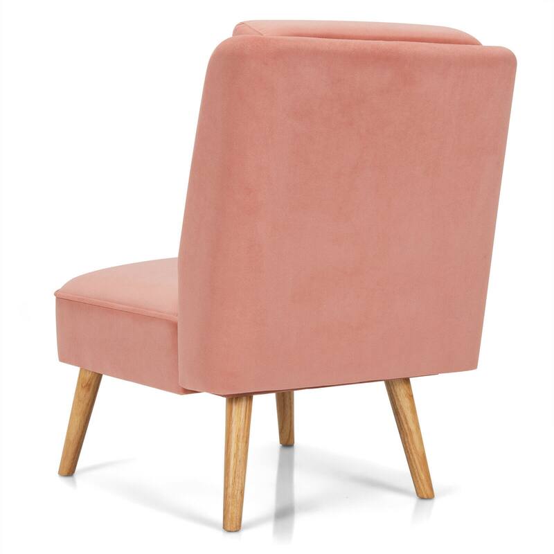Gymax Velvet Accent Chair Single Sofa Chair Leisure Chair with Wood - 19'' x 23.5'' x 16''