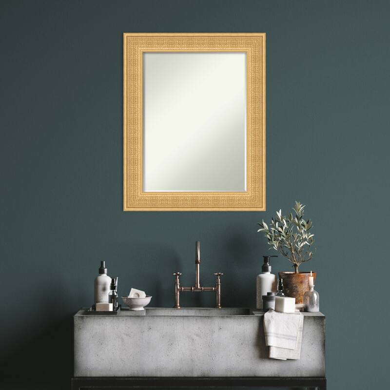 Trellis Half-Inch-Bevel Wood Framed Wall Mirror - Trellis Gold - Glass Size 18x24
