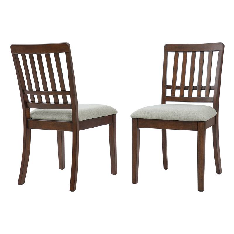 2-Piece Modern Scandinavian Dining Chairs, Curved Wood Backrest with Gray Fabric Seat, Finish for Dining Room and Apartment