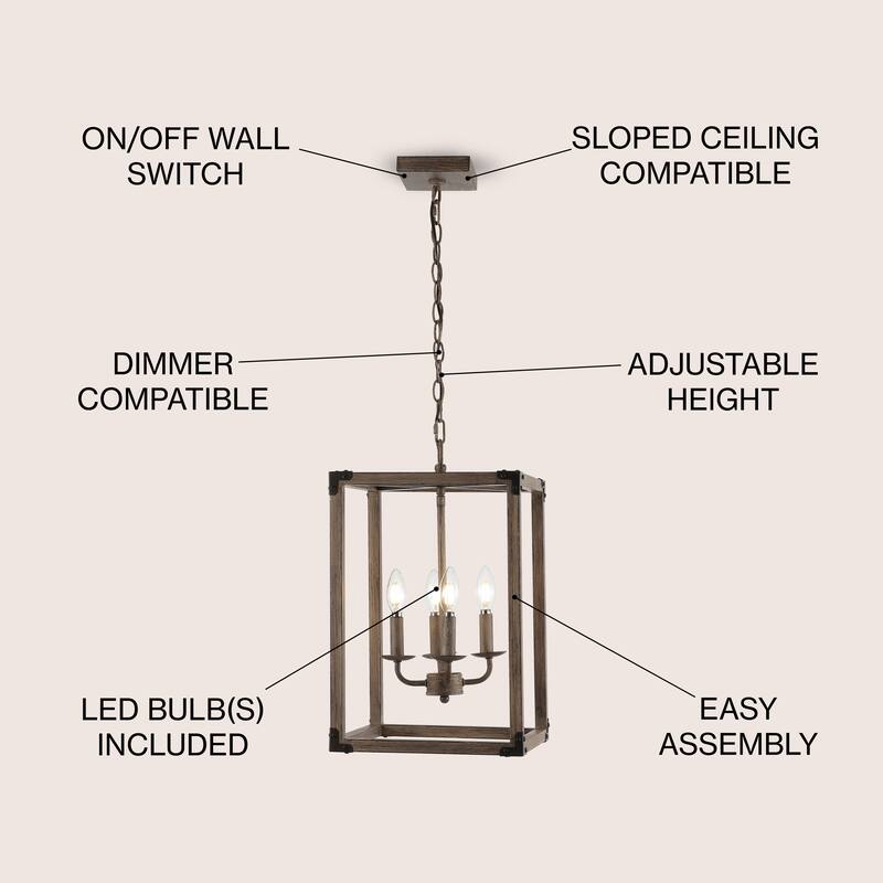 Gabrielle 4-Light Adjustable Iron Rustic Farmhouse LED Pendant, by JONATHAN Y