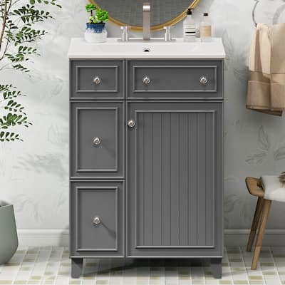 24" Bathroom Vanity Cabinet with Ceramic Sink