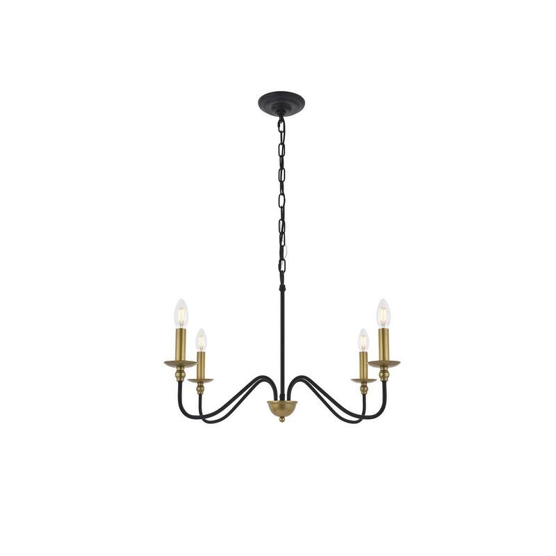 Rohan 4 light Matte Black Pendant - Matte Black and Brass