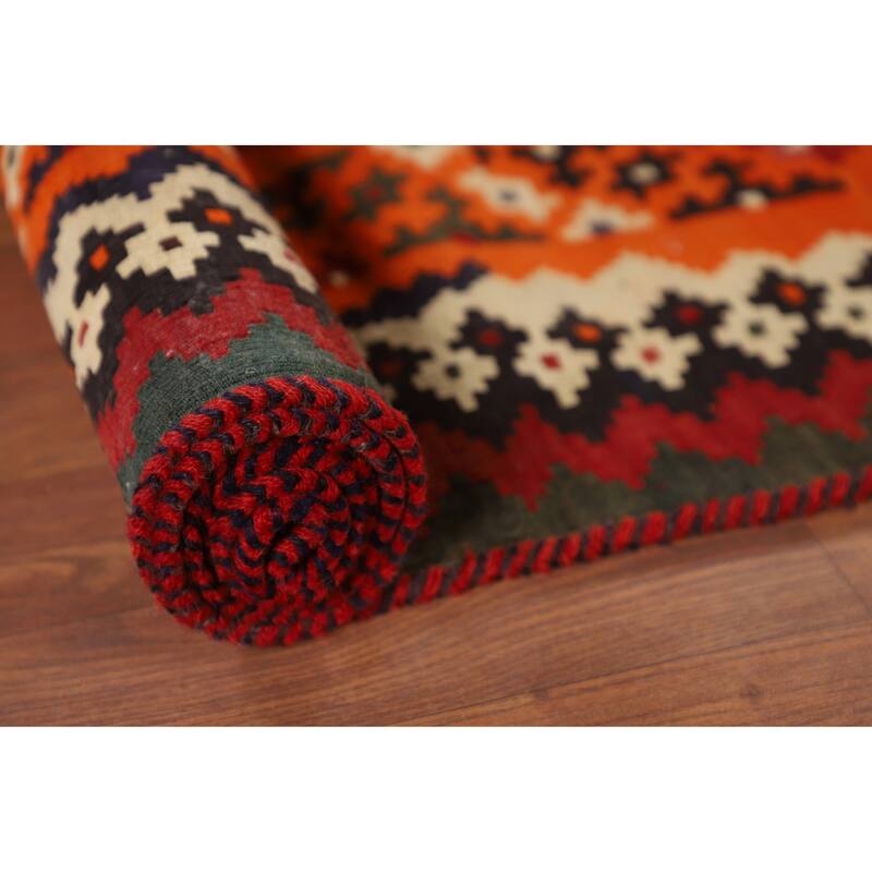 Kilim Qashqai Persian Vintage Area Rug Hand-Woven Bedroom Wool Carpet - 4'10"x 8'1"