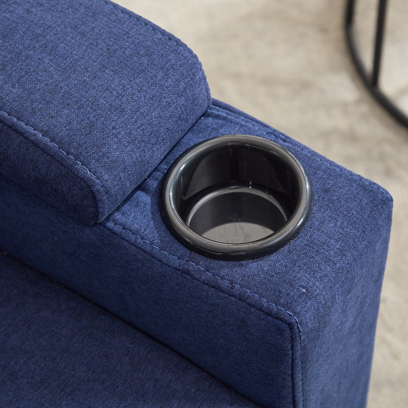 78'' Fabric L-Shaped 3-Seater Sectional Sofa with Storage Ottoman, USB Port, Cup Holders, and Magazine Bags