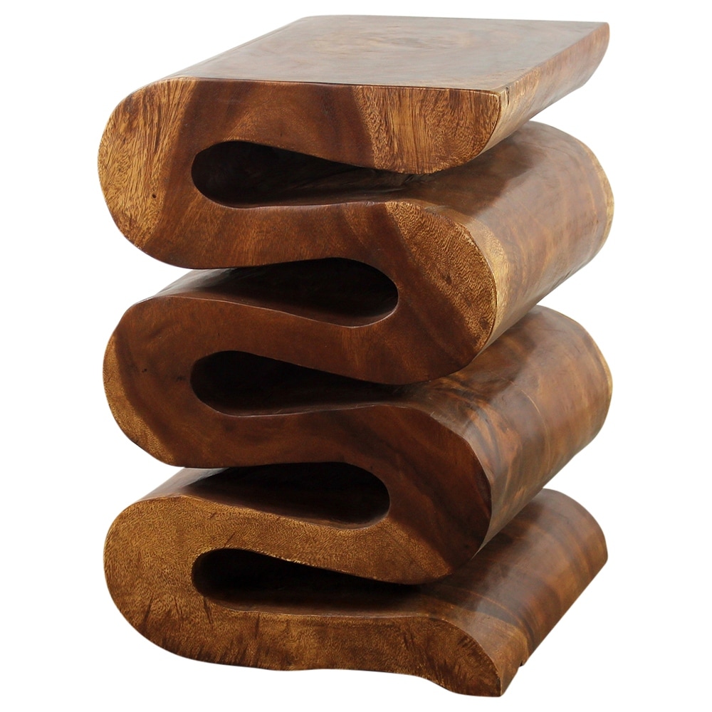 Haussmann Wave Solid Wood End Table - 14 x 14 x 20 in - Walnut - 14 x 14 x 20
