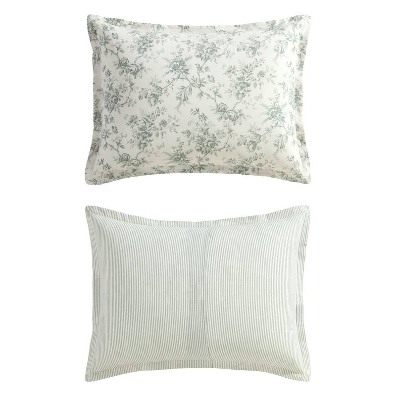 Laura Ashley Walled Garden Cotton Reversible Green Comforter Set