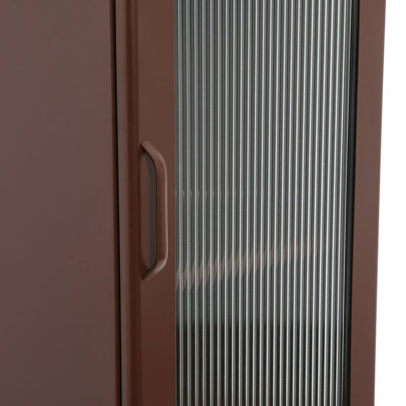 Solstice Metal Cabinet with 3 Adjustable Storage Shelves and Arched Glass Door