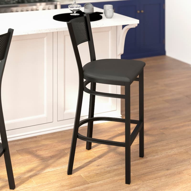 Grid Back Metal Restaurant Barstool - 19"W x 19.5"D x 42.25"H