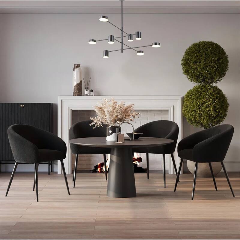 8 Light Black Metal LED Lighting With Acrylic Shades