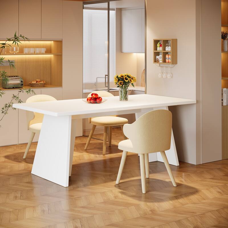63 Inches Modern White Dining Table for Kitchen Dining Room - 31.5"D x 62.99"W x 29.53"H