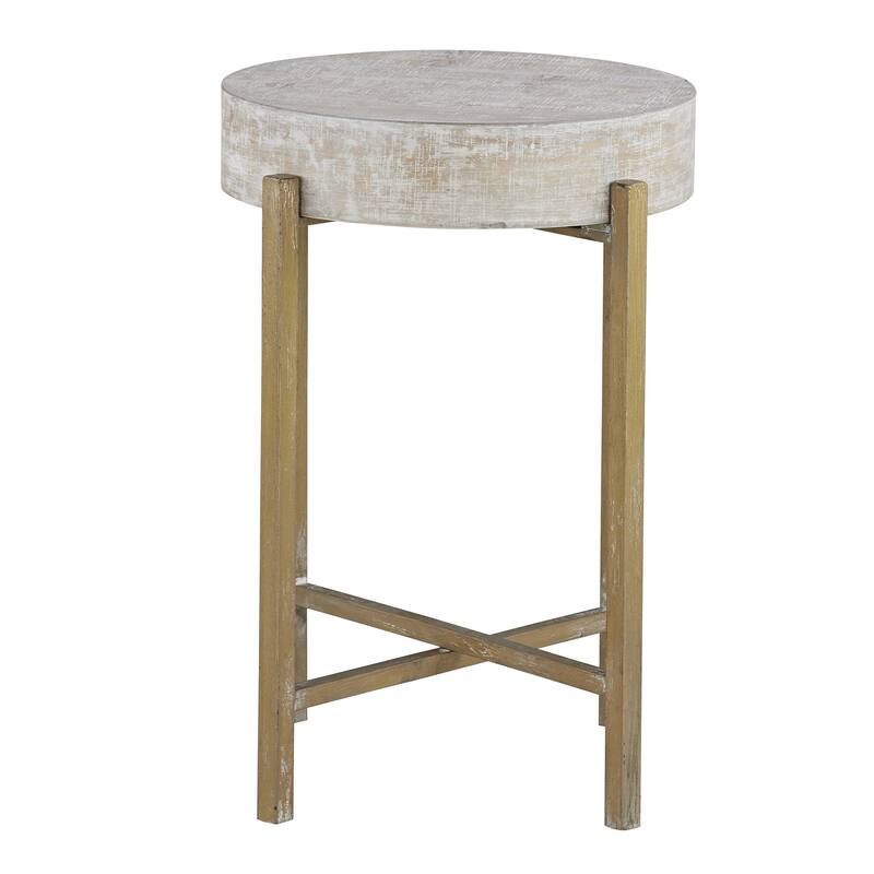 Collin Wood Accent End Table, White-washed