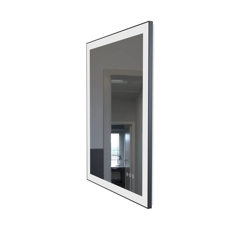 LED Black Aluminum Framed Bathroom Mirror Vanity Mirror for wall, dimmable - 20x28