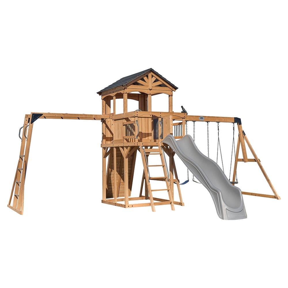 Backyard Discovery Dover Bay Spruce Swing Set, Slide, Monkey Bars