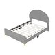 preview thumbnail 14 of 28, Full Size Velvet Upholstered Platform Bed with Classic Semi-circle Shaped Headboard and Mental Legs for Kids Teens Adults