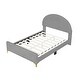 preview thumbnail 4 of 7, Grey Full Size Upholstered Platform Bed with Classic Semi-circle Shaped Headboard and Metal Legs
