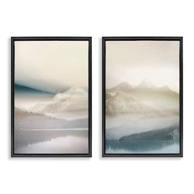 Stupell Mountain Peaks & Neutral Lake Framed Floater Canvas Wall Art Design By Gemma Bardot (Set of 2)