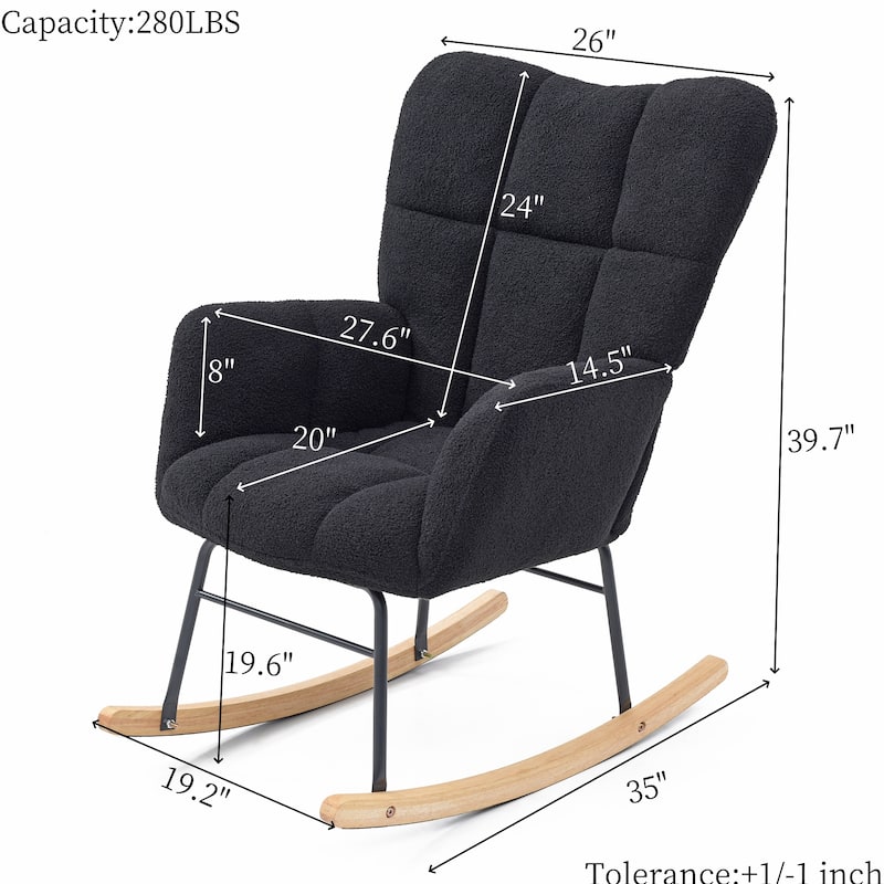 Polyester Rocking Chair with High Backrest and Padded Seat