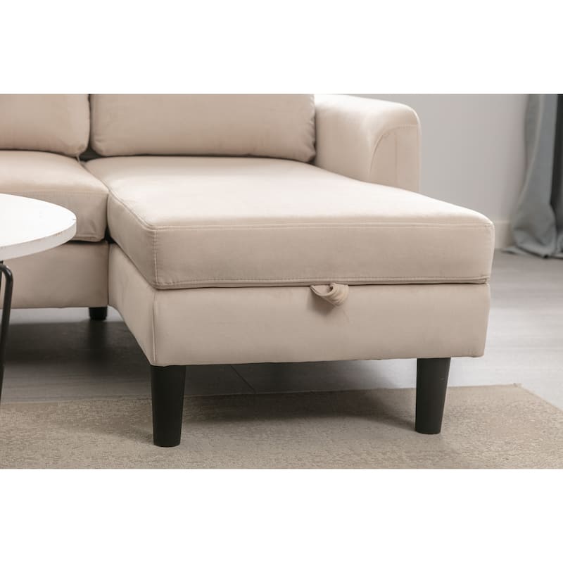 Stylish Polyester Reversible Sectional Sleeper Sofa with Storage Chaise Bed Bath & Beyond