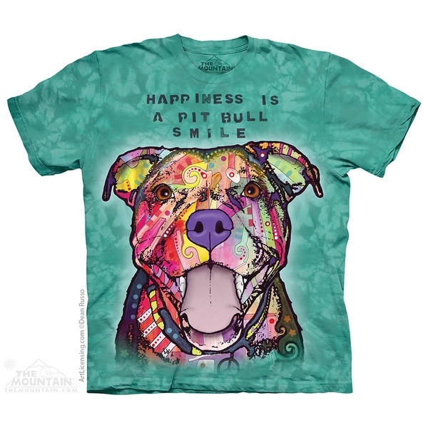 The Mountain Cotton Pit Bull Smile Design Novelty Adult T-Shirt (Blue)