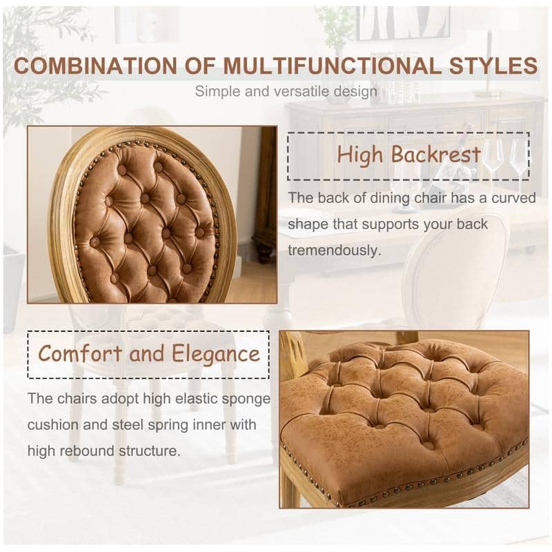 French Style Solid Wood Dining Chair with Nailhead Set of 6
