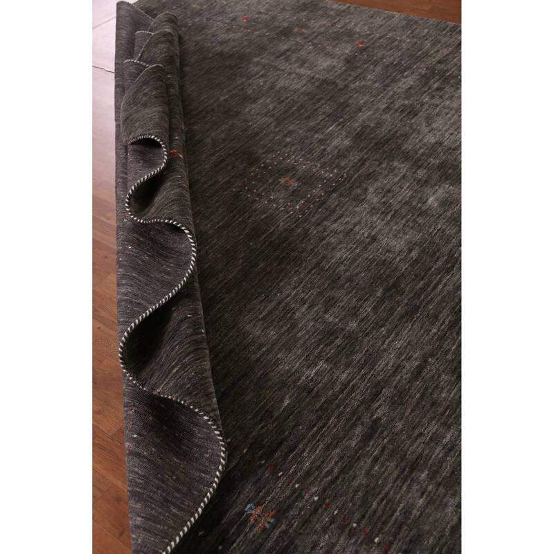 Hand Knotted Oriental 100% Wool Carpet Tribal Animal Pictorial Greys & Charcoal Gabbeh Area Rug - 11' 3'' X 8' 11''