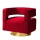 preview thumbnail 54 of 114, HULALA HOME Carisa Modern Upholstered Swivel Open-Back Barrel Chair with Golden Base