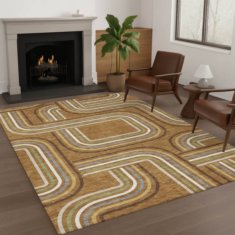 Machine Washable Indoor/ Outdoor Modern Leawood Chantille Rug